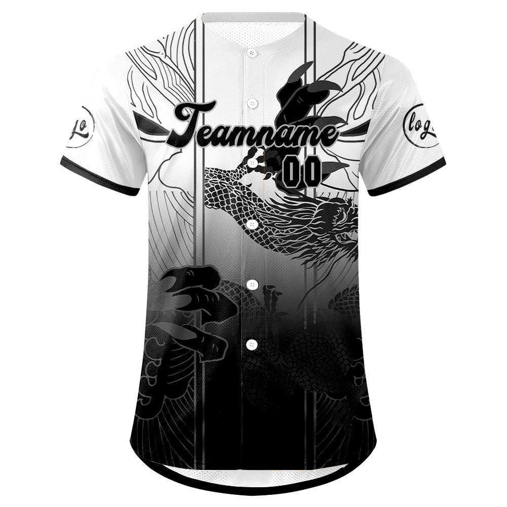 Custom White Black Baseball Jersey Personalized Gradient Team Uniforms Shirt with Name Number