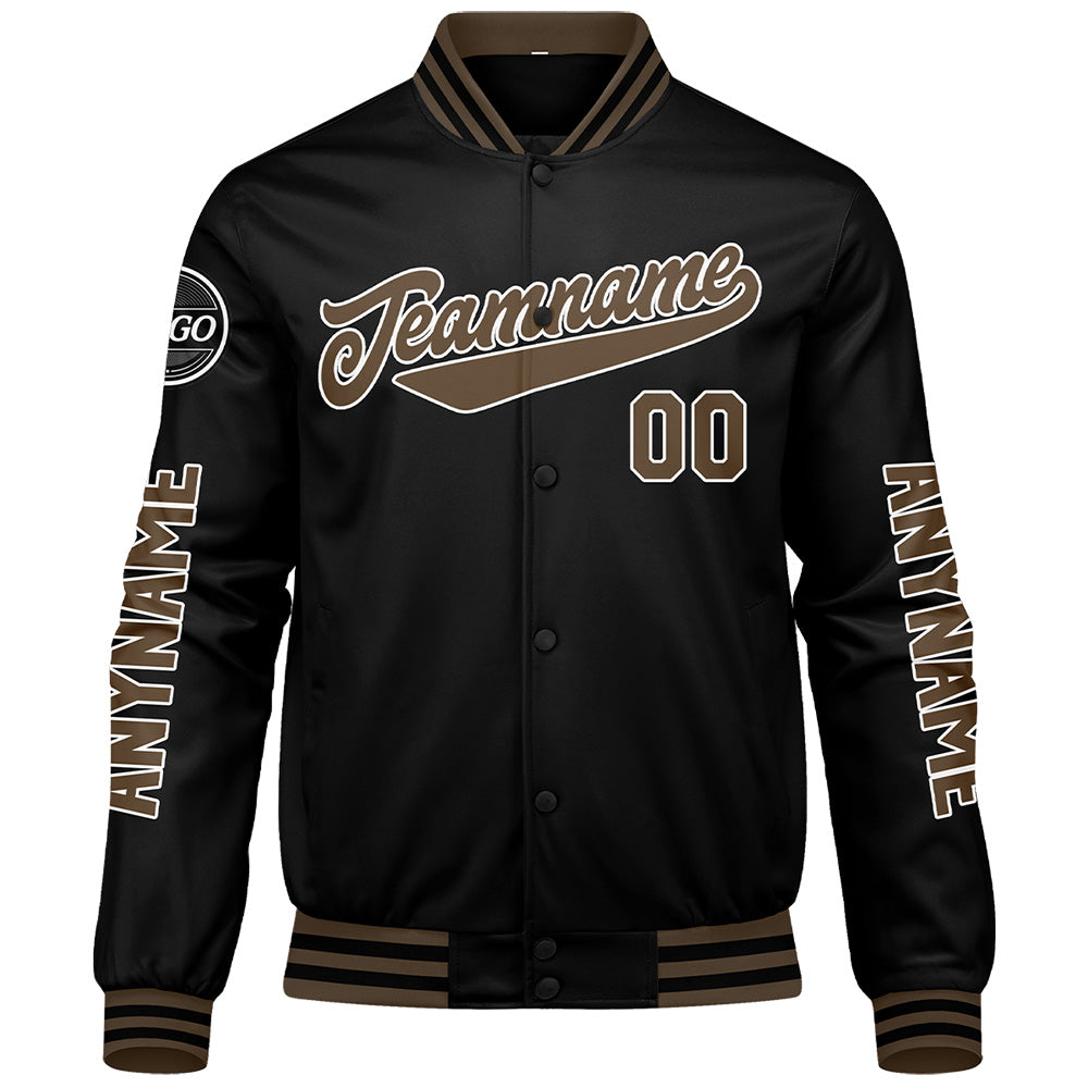 Custom Black Brown Varsity Jackets for Men Women Youth Personalized Letterman Jackets