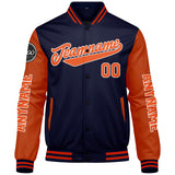 Custom Navy Orange Varsity Jackets for Men Women Youth Personalized Letterman Jackets
