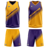 Custom Yellow Purple Reversible Basketball Suit for Adults and Kids Personalized Jersey
