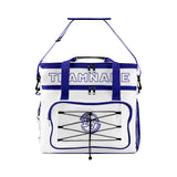 Custom White Dark Blue Double Layer Insulated Cooler Bag - 600D Oxford Waterproof Picnic Tote for Camping, Hiking & BBQ - Large Capacity Thermal Lunch Bag