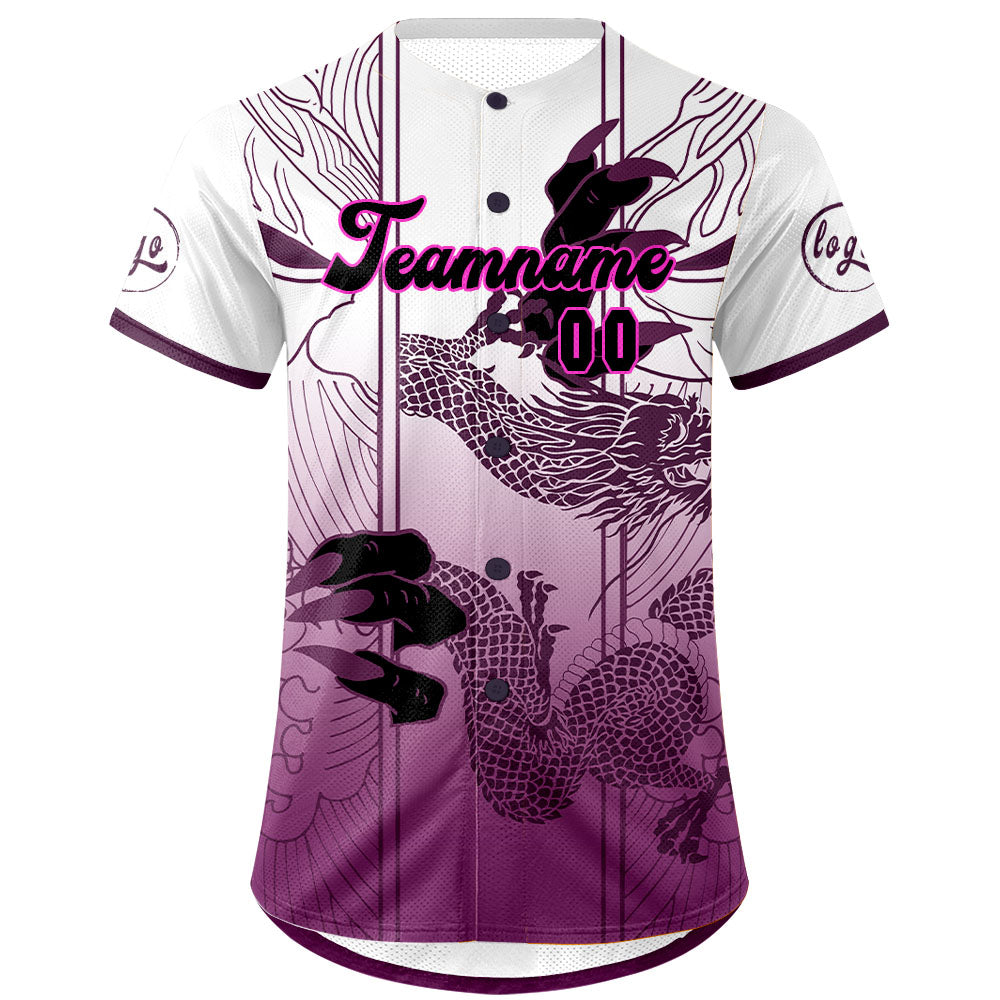 Custom Purple Wihte Baseball Jersey Personalized Gradient Team Uniforms Shirt with Name Number