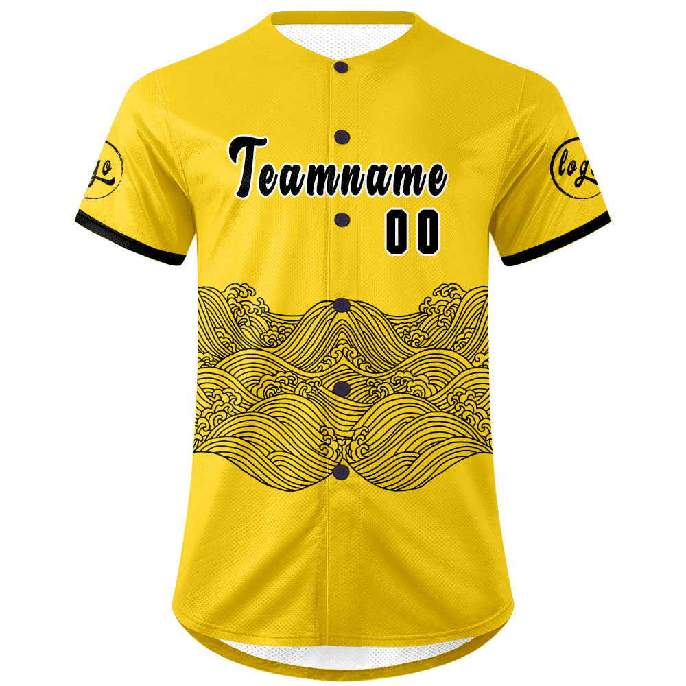 Custom Yellow Black Baseball Jersey Personalized Gradient Team Uniforms Shirt with Name Number
