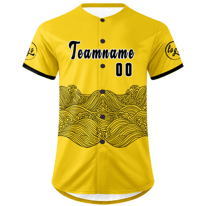 Custom Yellow Black Baseball Jersey Personalized Gradient Team Uniforms Shirt with Name Number