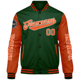 Custom Dark Green Orange Varsity Jackets for Men Women Youth Personalized Letterman Jackets