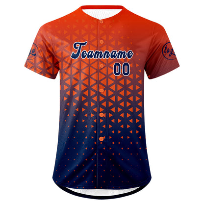 Custom Orange Navy Baseball Jersey Personalized Gradient Team Uniforms Shirt with Name Number