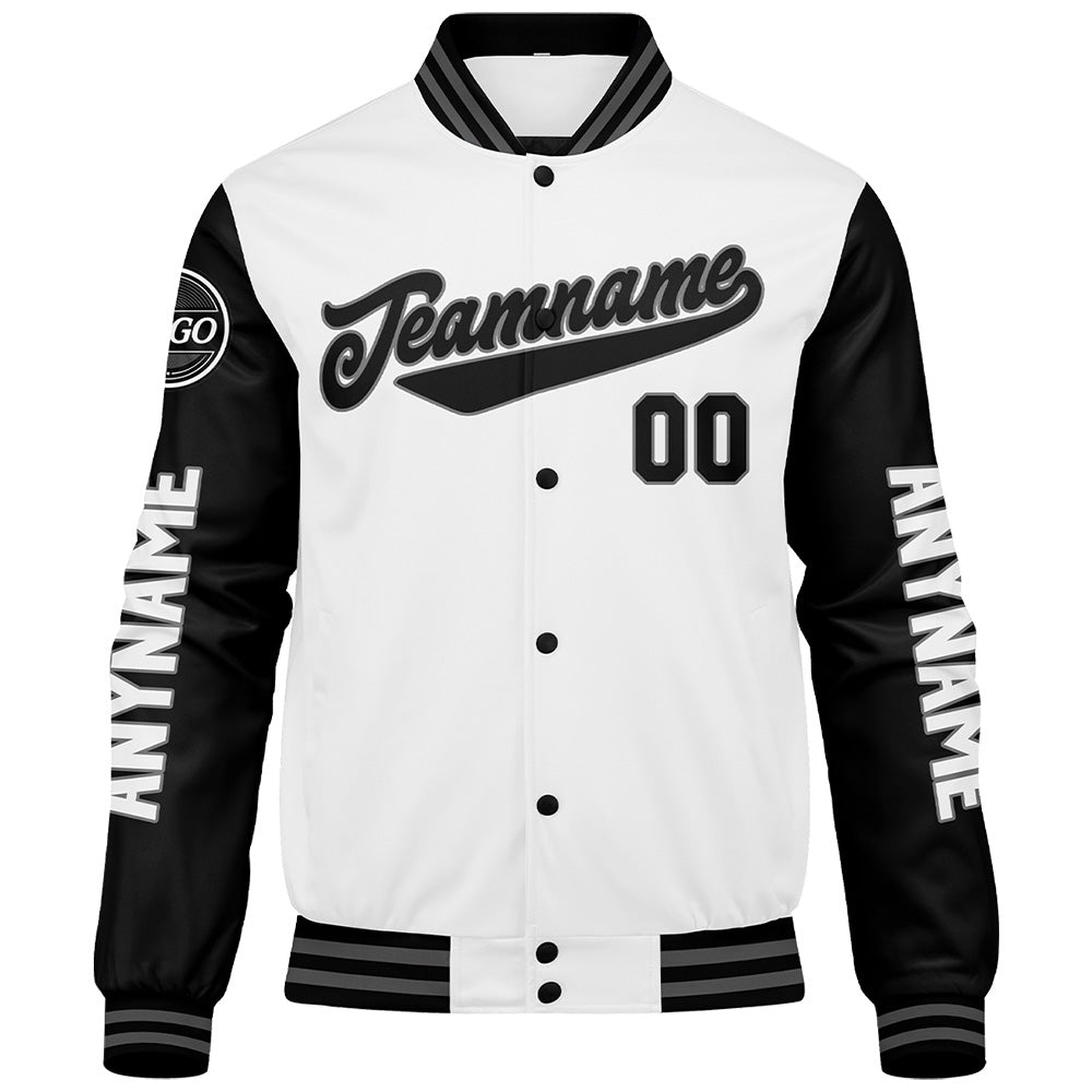Custom Black White Varsity Jackets for Men Women Youth Personalized Letterman Jackets
