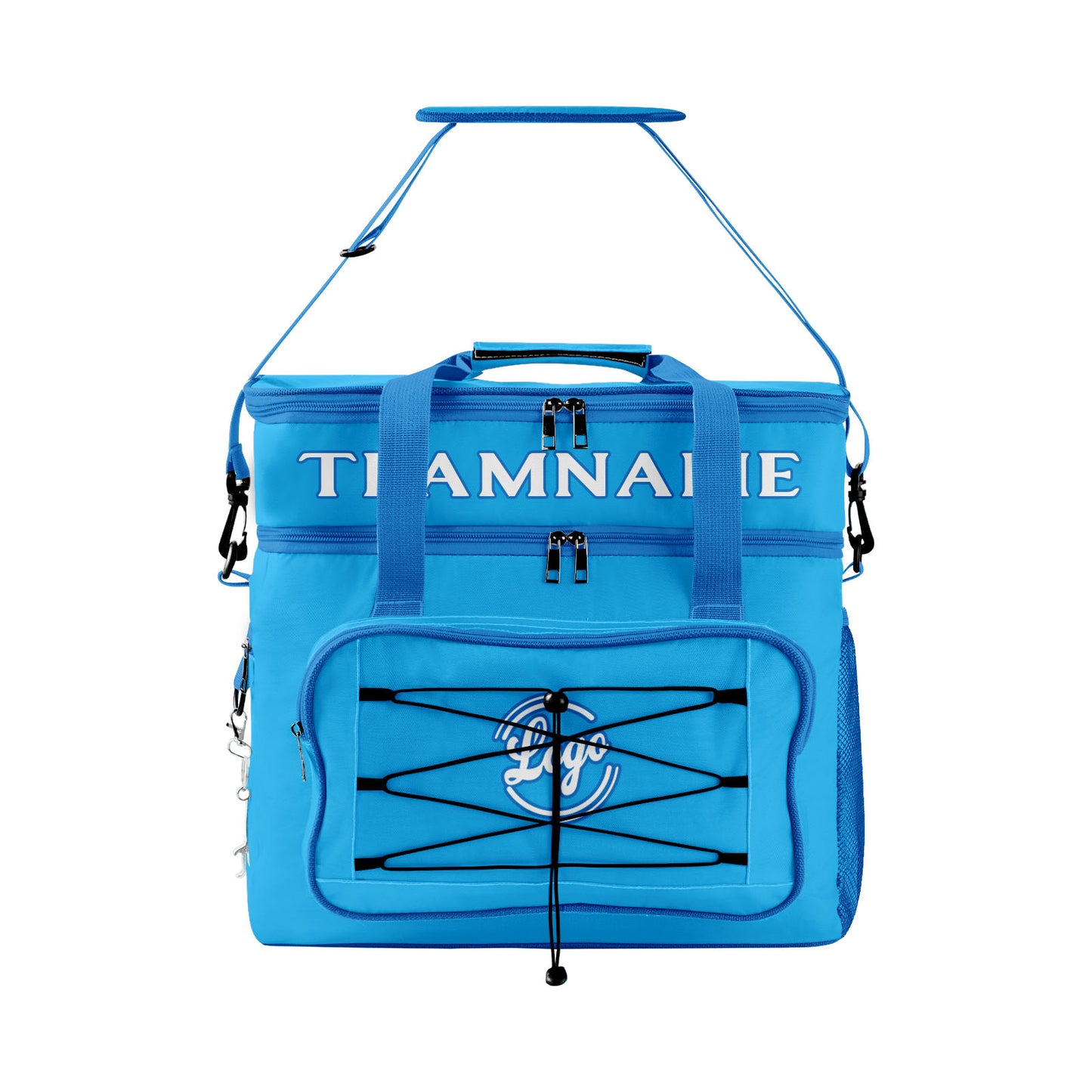 Portable Double Layer Cooler Bag - Waterproof Insulated Picnic Tote for Camping & Family Outings Teal Dark Blue