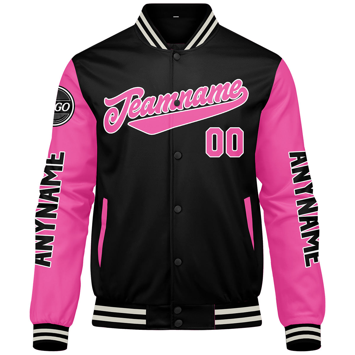 Custom Black Pink Varsity Jackets for Men Women Youth Personalized Letterman Jackets