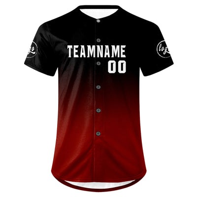 Custom Black Red Baseball Jersey Personalized Gradient Team Uniforms Shirt with Name Number