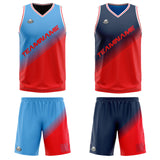 Custom Blue Red Reversible Basketball Suit for Adults and Kids Personalized Jersey