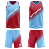 Custom Blue Red Reversible Basketball Suit for Adults and Kids Personalized Jersey