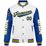 Custom Royal White Yellow Varsity Jackets for Men Women Youth Personalized Letterman Jackets