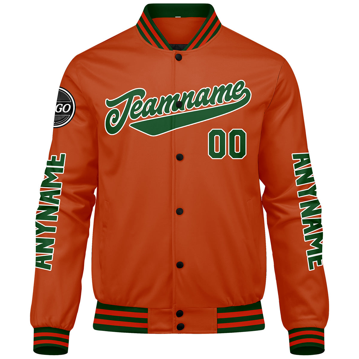 Custom Dark Green Orange Varsity Jackets for Men Women Youth Personalized Letterman Jackets