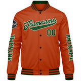 Custom Dark Green Orange Varsity Jackets for Men Women Youth Personalized Letterman Jackets
