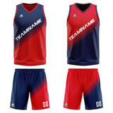 Custom Navy Red Reversible Basketball Suit for Adults and Kids Personalized Jersey