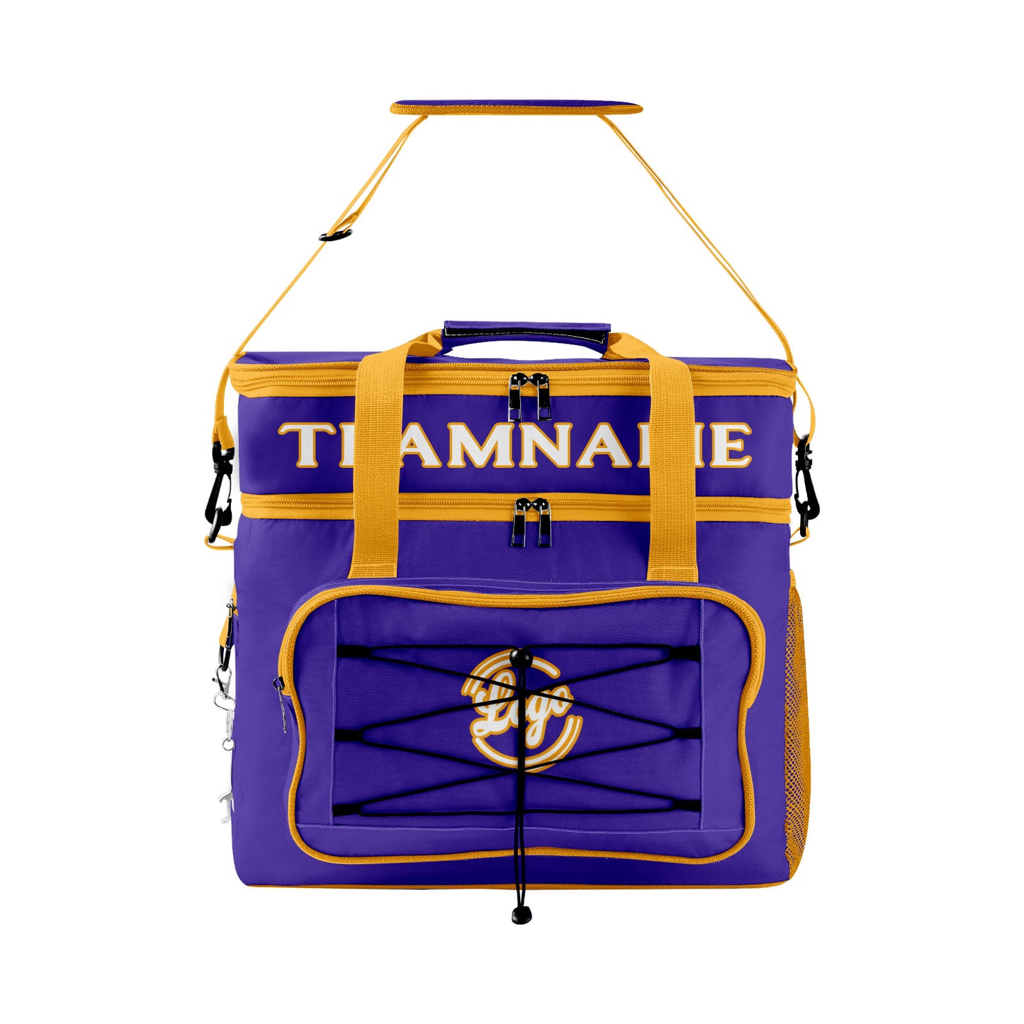Portable Double Layer Cooler Bag - Waterproof Insulated Picnic Tote for Camping & Family Outings Purple Yellow