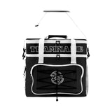 Custom Black White Double Layer Insulated Cooler Bag - 600D Oxford Waterproof Picnic Tote for Camping, Hiking & BBQ - Large Capacity Thermal Lunch Bag