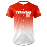 Custom Bright Red White Baseball Jersey Personalized Gradient Team Uniforms Shirt with Name Number