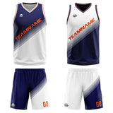 Custom Navy White Reversible Basketball Suit for Adults and Kids Personalized Jersey