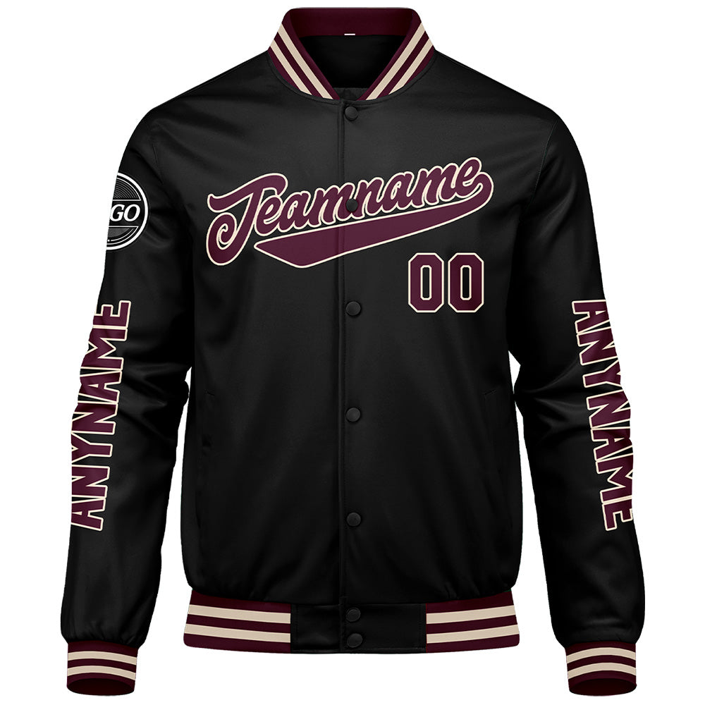 Custom Marroon Black Varsity Jackets for Men Women Youth Personalized Letterman Jackets
