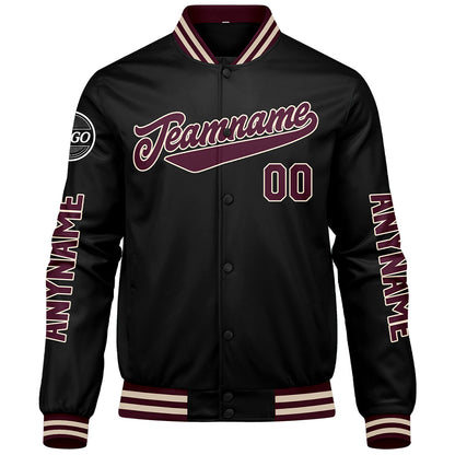 Custom Marroon Black Varsity Jackets for Men Women Youth Personalized Letterman Jackets