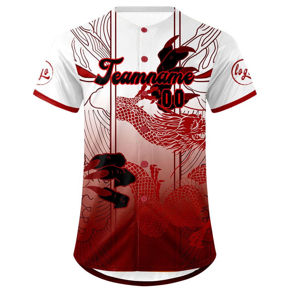 Custom Red White Baseball Jersey Personalized Gradient Team Uniforms Shirt with Name Number