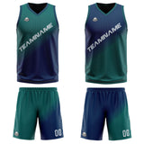Custom Green Blue Reversible Basketball Suit for Adults and Kids Personalized Jersey
