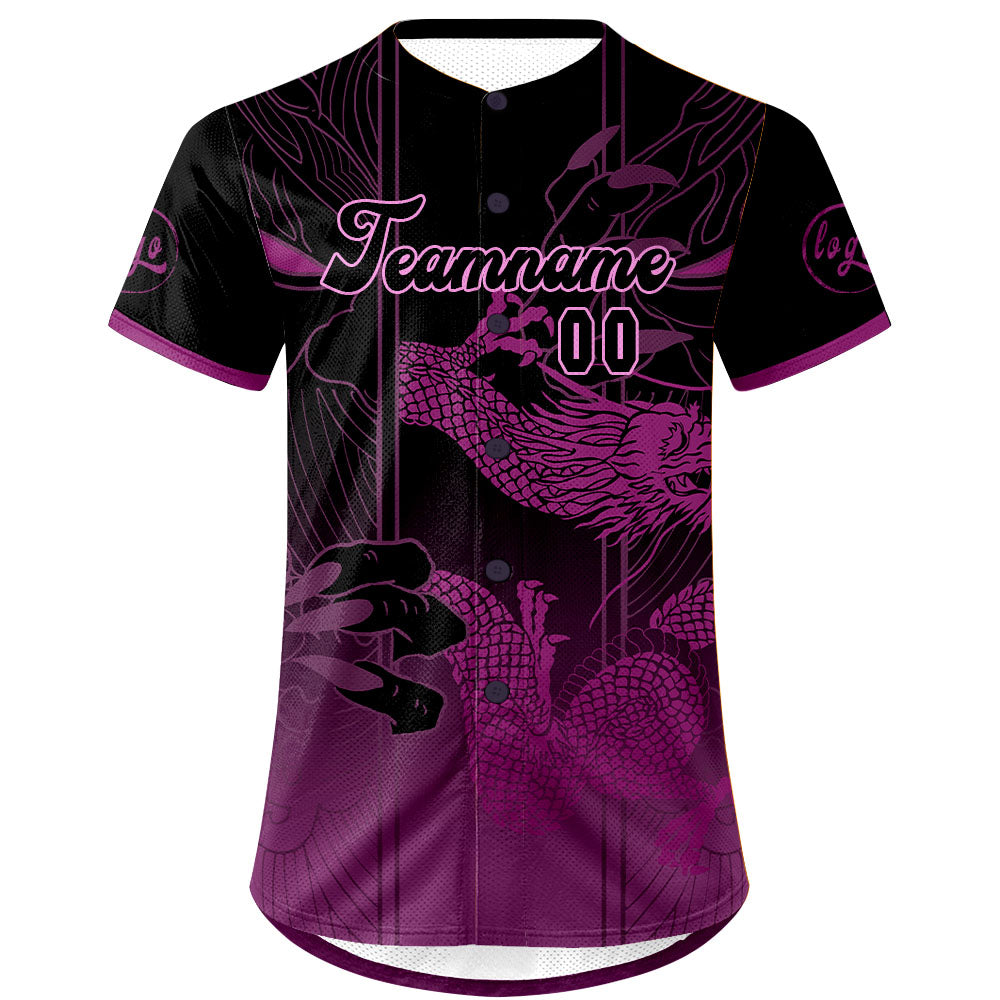 Custom Purple Black Baseball Jersey Personalized Gradient Team Uniforms Shirt with Name Number