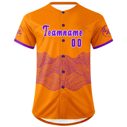 Custom Orange Purple Baseball Jersey Personalized Gradient Team Uniforms Shirt with Name Number