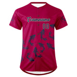 Custom Bright Pink Dark Blue Baseball Jersey Personalized Gradient Team Uniforms Shirt with Name Number