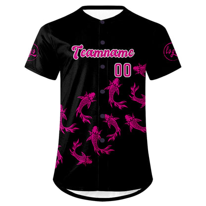 Custom Black Rose Pink Baseball Jersey Personalized Gradient Team Uniforms Shirt with Name Number
