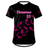 Custom Black Rose Pink Baseball Jersey Personalized Gradient Team Uniforms Shirt with Name Number