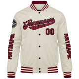 Custom Crimson Cream Varsity Jackets for Men Women Youth Personalized Letterman Jackets