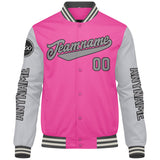 Custom Pink Grey Varsity Jackets for Men Women Youth Personalized Letterman Jackets