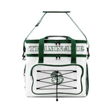 Custom White Dark Green Double Layer Insulated Cooler Bag - 600D Oxford Waterproof Picnic Tote for Camping, Hiking & BBQ - Large Capacity Thermal Lunch Bag