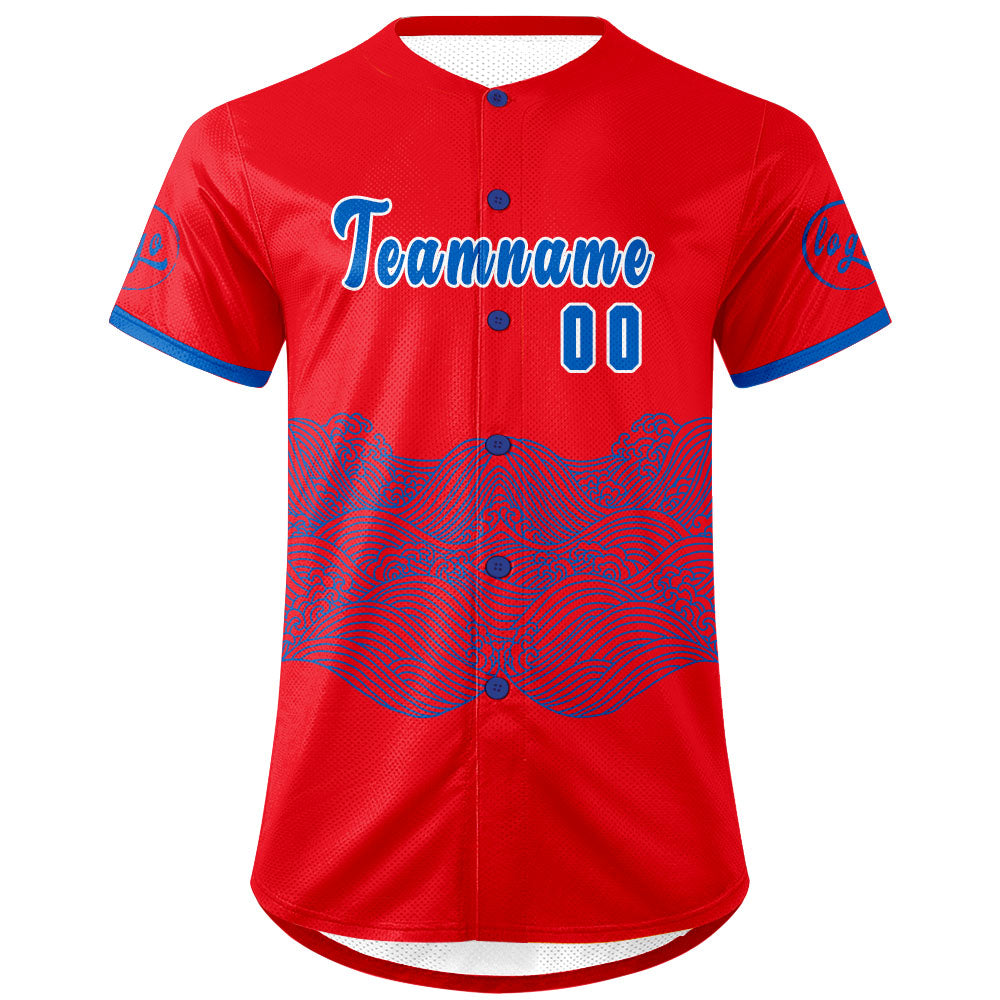 Custom Red Blue Baseball Jersey Personalized Gradient Team Uniforms Shirt with Name Number