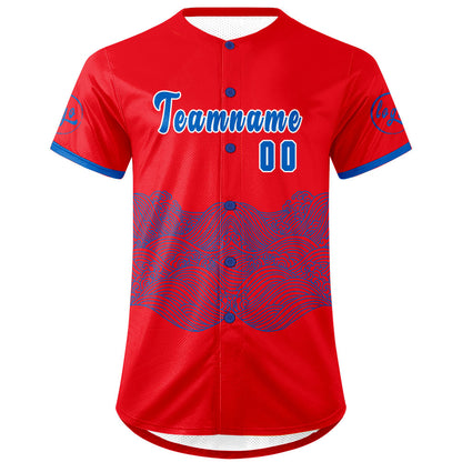 Custom Red Blue Baseball Jersey Personalized Gradient Team Uniforms Shirt with Name Number