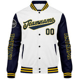 Custom Navy White Yellow Varsity Jackets for Men Women Youth Personalized Letterman Jackets