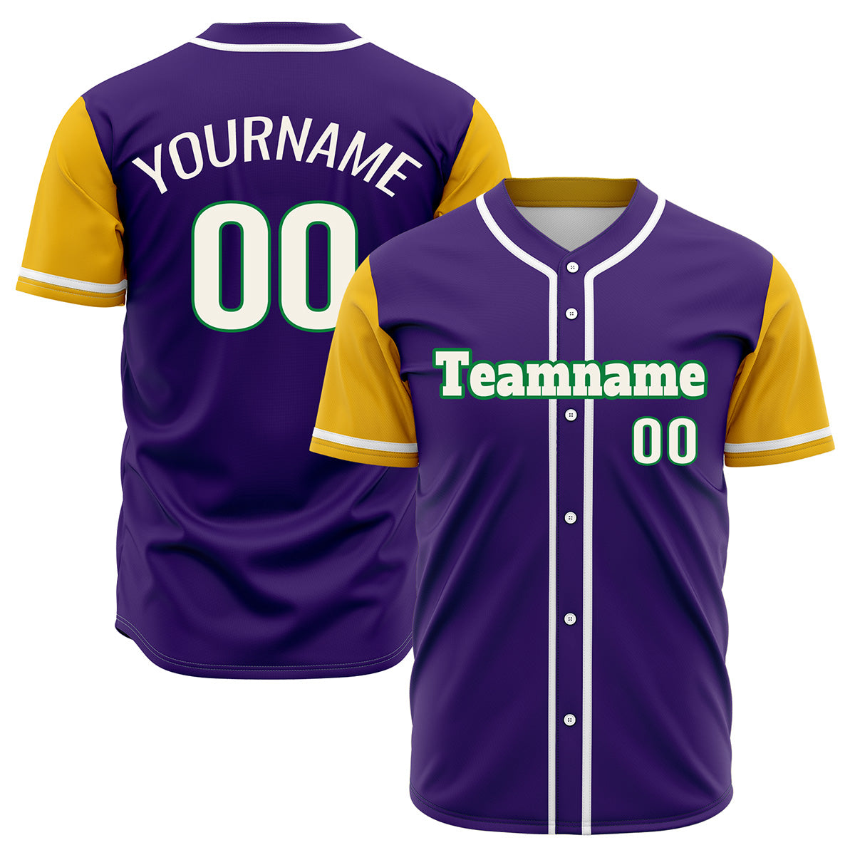 Custom Purple Yellow Hip Hop Baseball Jersey Stitched Printed - Personalized Name Number Shirts #BB-0919-0087