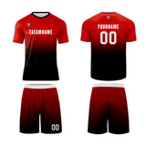 Custom Red Black Uniform Jersey Kids Adults Personalized Set Jersey Shirt