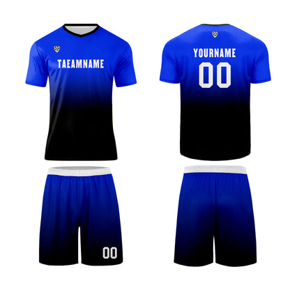 Custom Blue Black Uniform Jersey Kids Adults Personalized Set Jersey Shirt