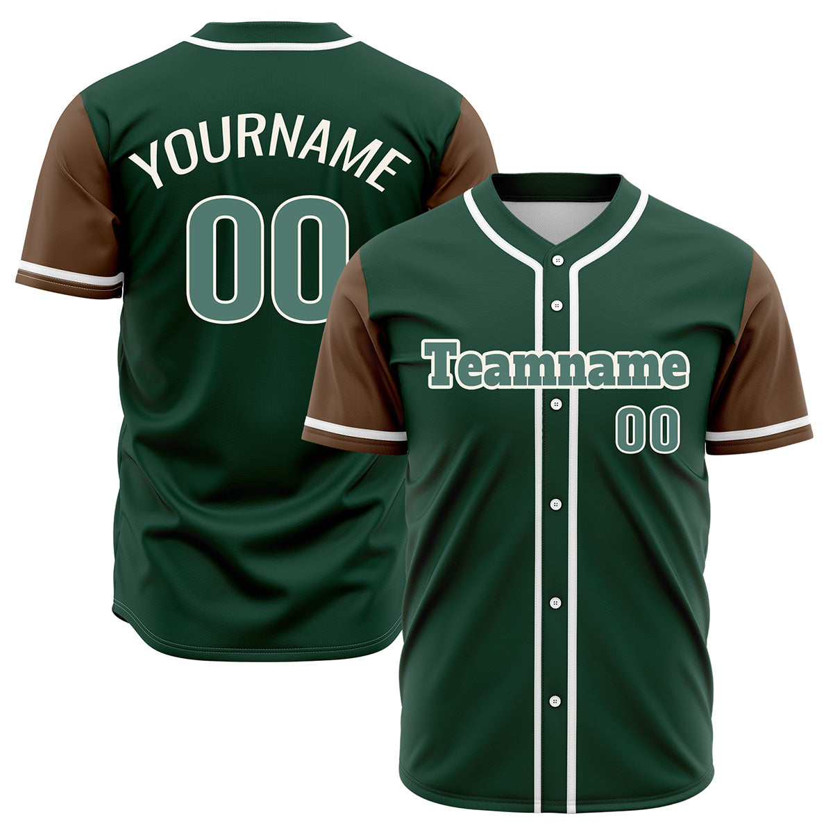 Custom Dark Green Brown Hip Hop Baseball Jersey Stitched Printed - Personalized Name Number Shirts #BB-0919-0055