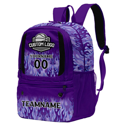 Custom Purple Basketball Soccer Backpack Personalized Player Names - Numbers & Team Logo #150-BP-0914-0017