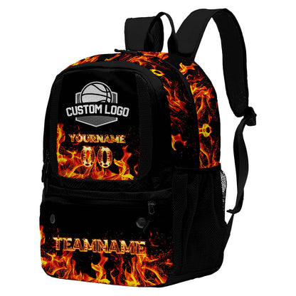Custom Black Basketball Soccer Backpack Personalized Player Names - Numbers & Team Logo #150-BP-0914-0003