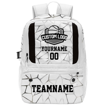 Custom White Basketball Soccer Backpack Personalized Player Names - Numbers & Team Logo #150-BP-0914-0025