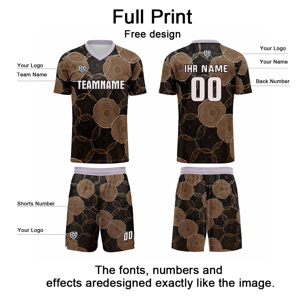 Custom Black Brown Uniform Jersey Kids Adults Personalized Set Jersey Shirt