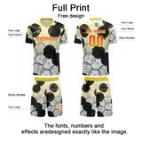 Custom White Black Yellow Uniform Jersey Kids Adults Personalized Set Jersey Shirt