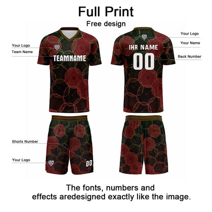 Custom Black Red Uniform Jersey Kids Adults Personalized Set Jersey Shirt