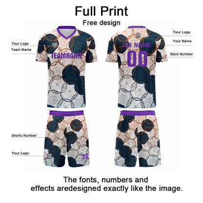 Custom Purple Dark Blue Uniform Jersey Kids Adults Personalized Set Jersey Shirt